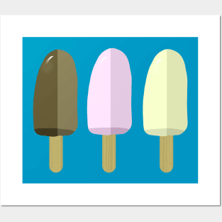 Icecream Popsicle Vanilla Chocolate Strawberry Summer Posters and Art